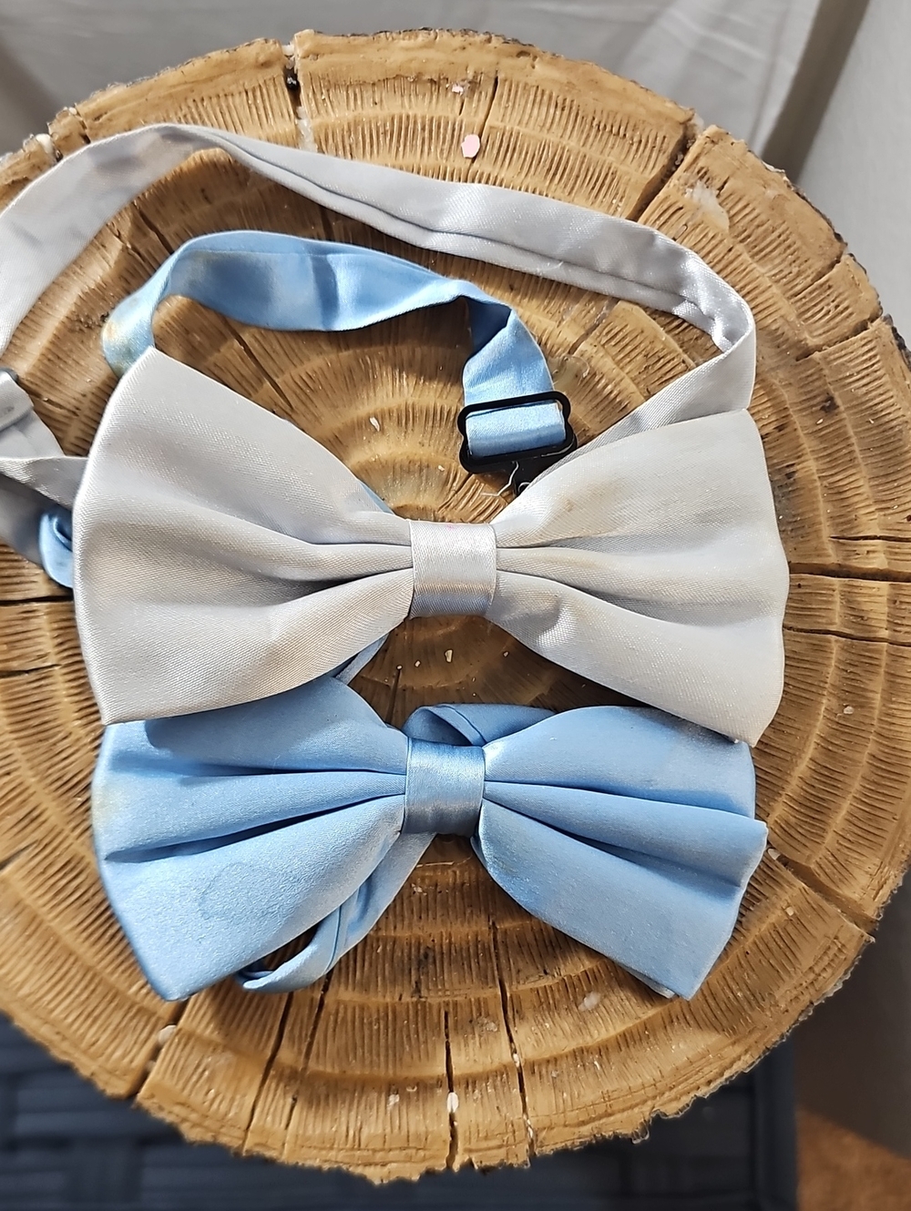 Kids Satin Bow Tie Set - Light Blue and Light Gray